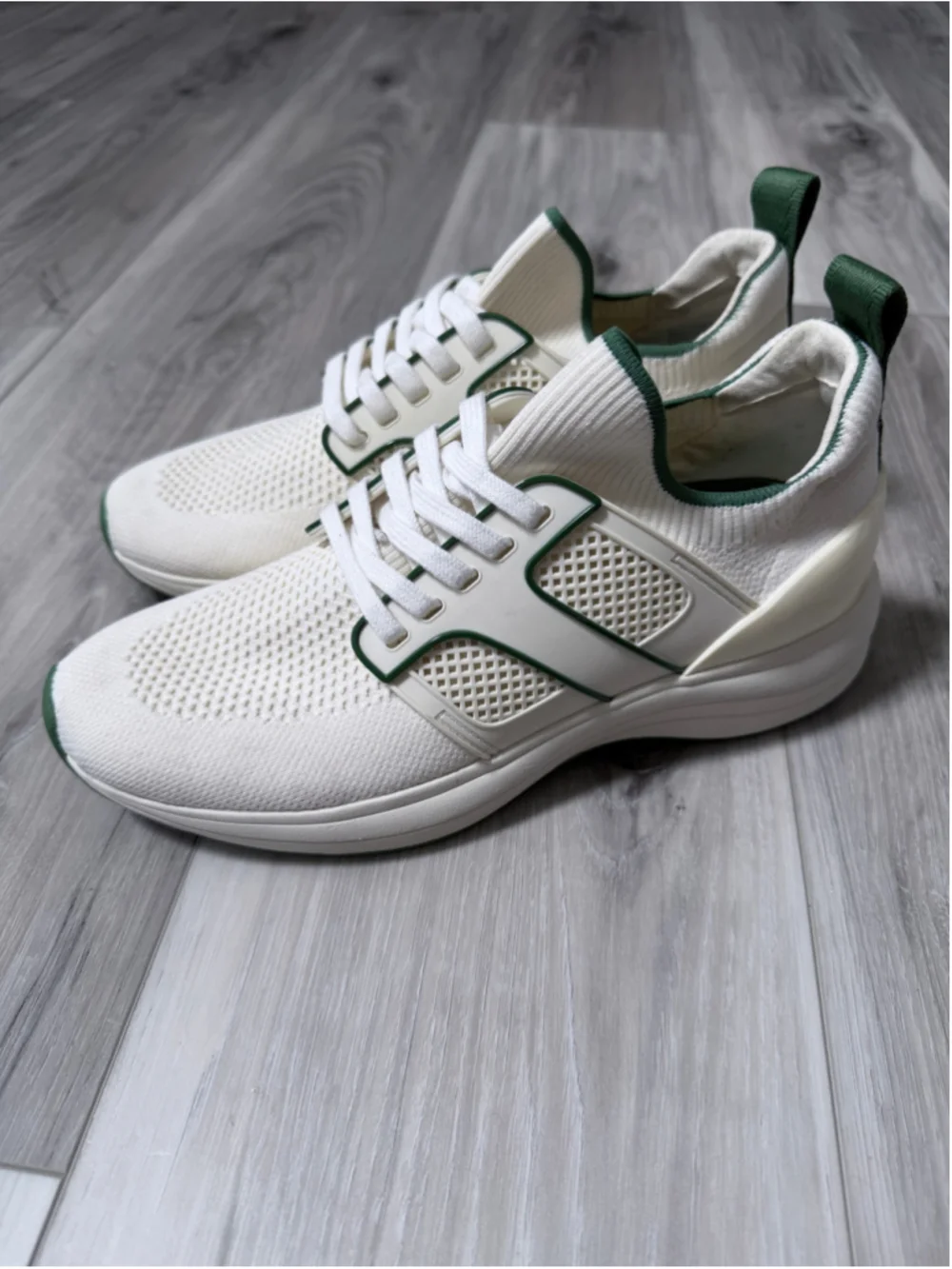 Tory Burch Good Luck Trainer Sneakers Womens 8.5 White Green Knit Athletic Shoes